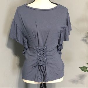 Unique EXPRESS Lt Blue Blouse with ties in front